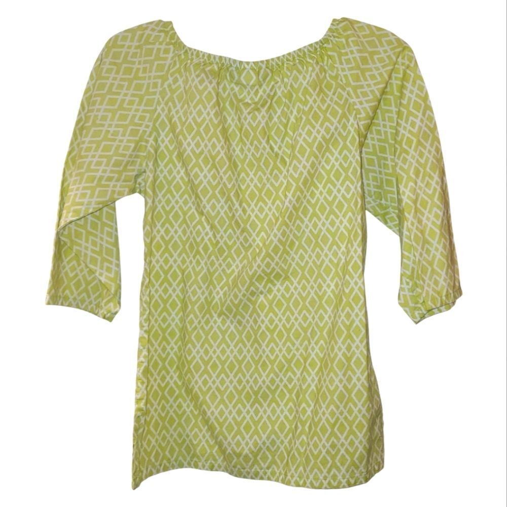 Haley & The Hound Green Spring Geometric Print Blouse - Picture 2 of 9